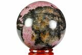 Polished Rhodonite Sphere - Madagascar #78791-1